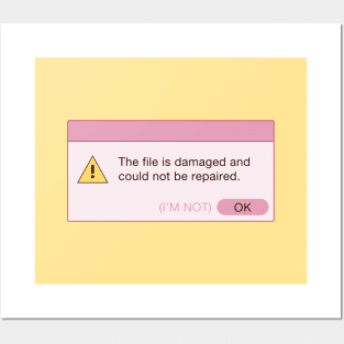 Damaged File Error Notification (Pink) Posters and Art